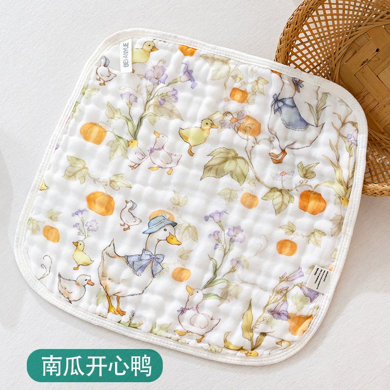 Baby Saliva Towel Type A Pure Cotton Baby Towel Baby Gauze Towel Six-Layer Seersucker Cotton Small Towel - Image 1